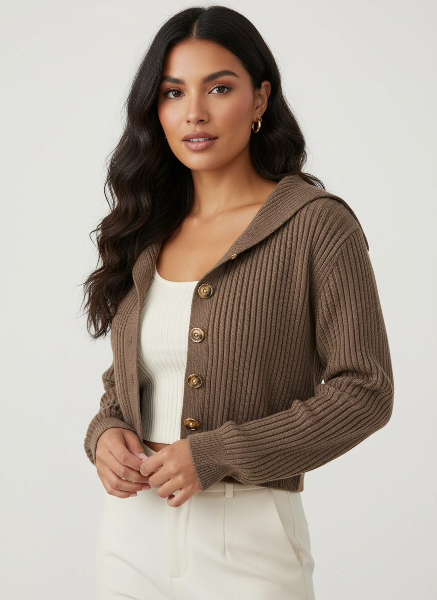 Geribd cropped vest met knopen – Melina