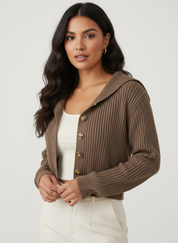 Geribd cropped vest met knopen – Melina