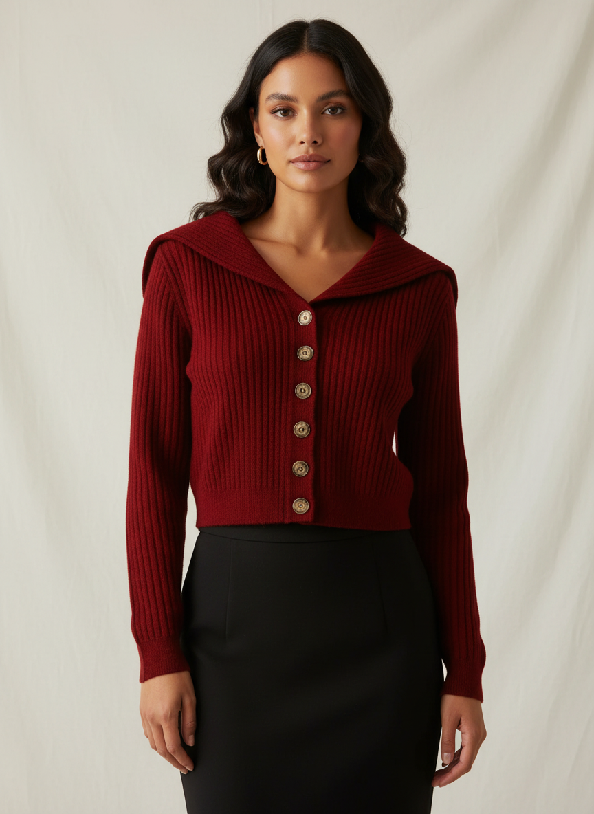 Geribd cropped vest met knopen – Melina