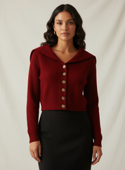 Geribd cropped vest met knopen – Melina