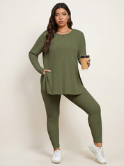 Geribde lounge set dames met stretch – Noa