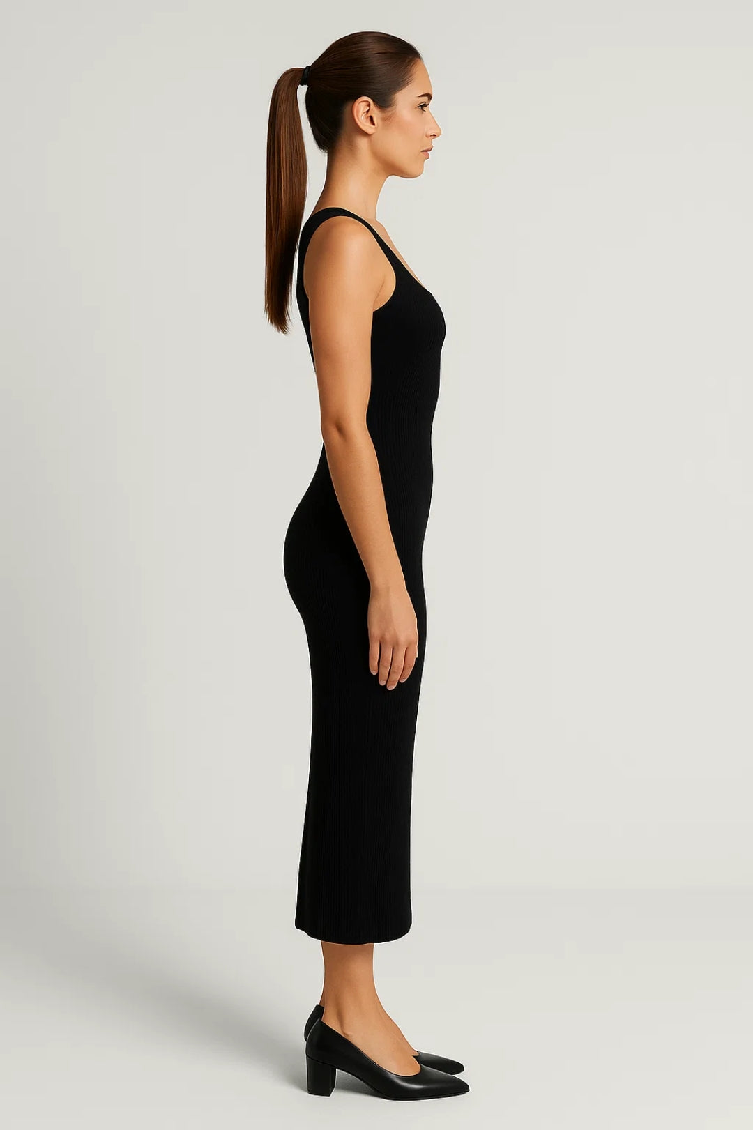 Geribde midi bodycon jurk - Ava