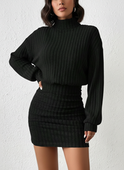 Geribde coljurk dames met tailleaccent – Clara