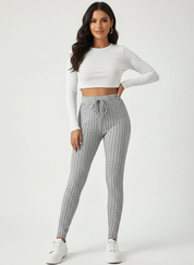 Geribde dames legging met hoge taille – Heritage