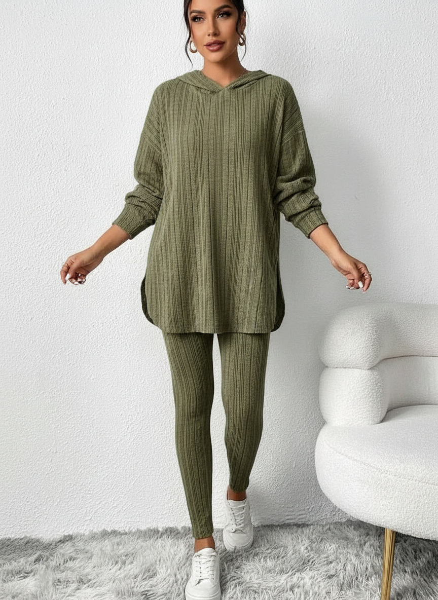 Geribde knit dames lounge set – Camden