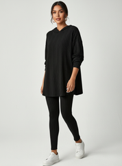 Geribde knit dames lounge set – Camden