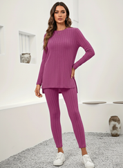 Geribde lounge set dames met stretch – Noa