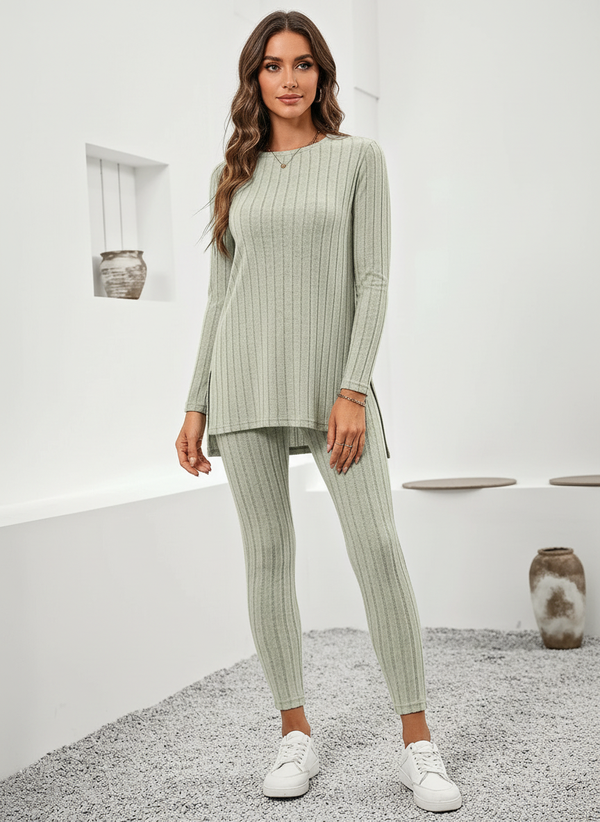 Geribde lounge set dames met stretch – Noa