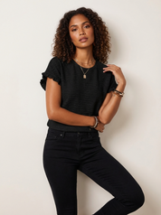 Geribde top met ruches dames – Ameline