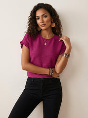 Geribde top met ruches dames – Ameline