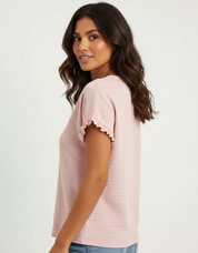 Geribde top met ruches dames – Ameline