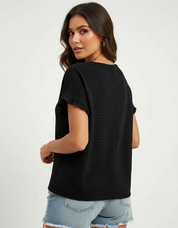 Geribde top met ruches dames – Ameline