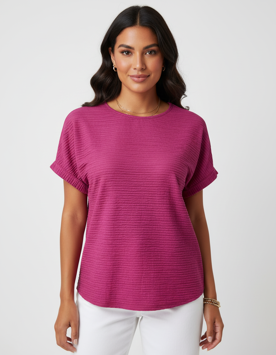 Geribde top met ruches dames – Ameline