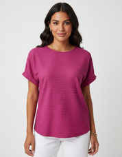 Geribde top met ruches dames – Ameline