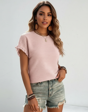 Geribde top met ruches dames – Ameline