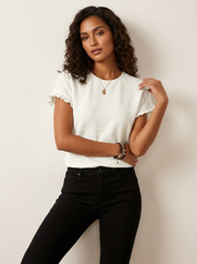 Geribde top met ruches dames – Ameline