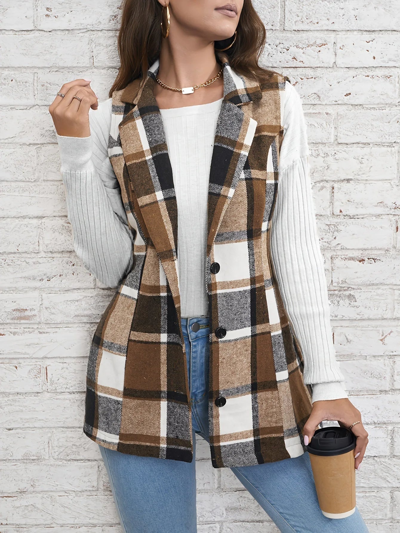 Geruit dames vest – Camden