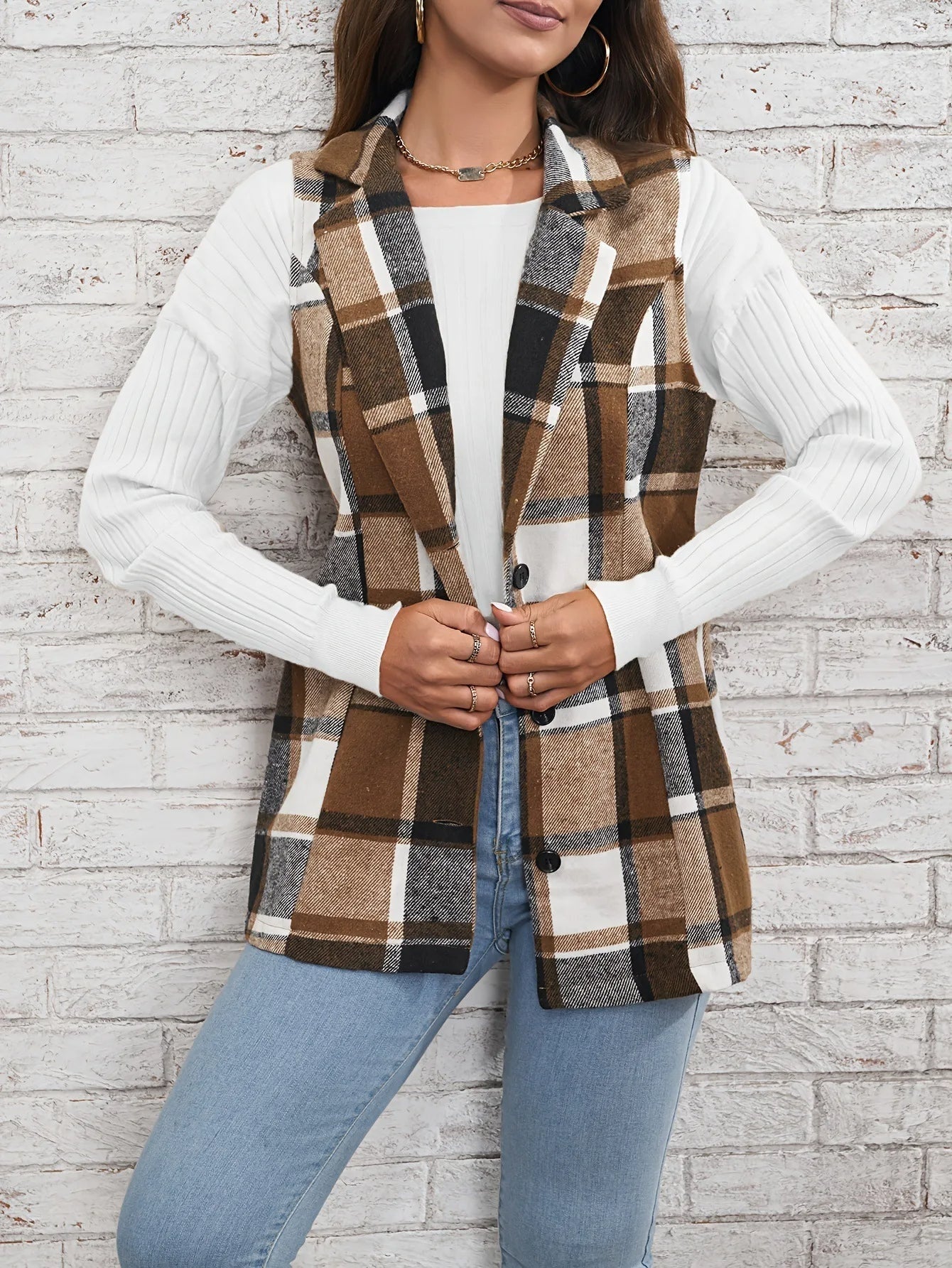 Geruit dames vest – Camden