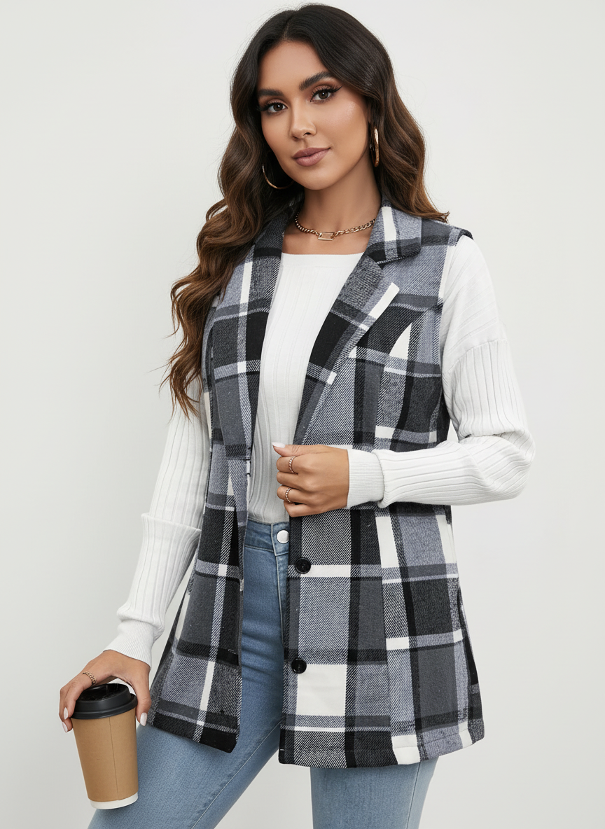 Geruit dames vest – Camden