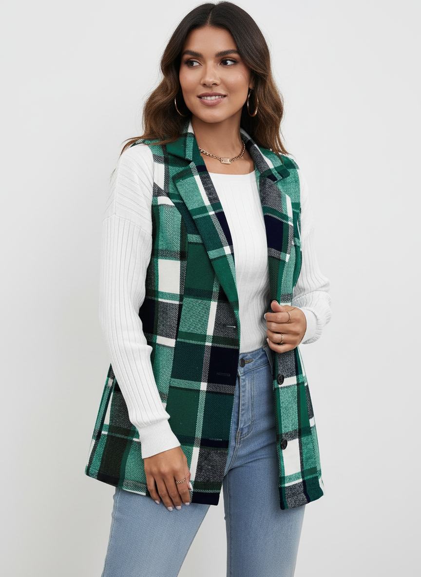 Geruit dames vest – Camden