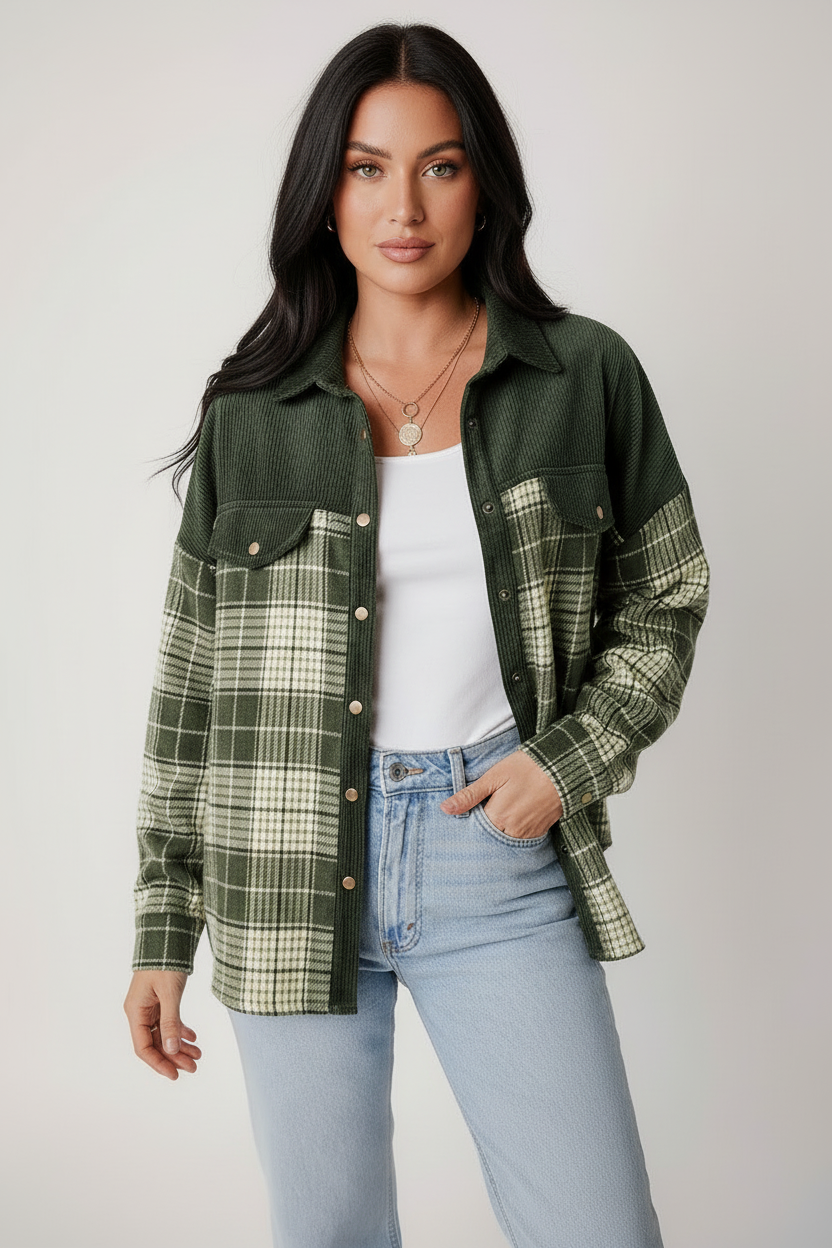 Geruite corduroy overshirt dames