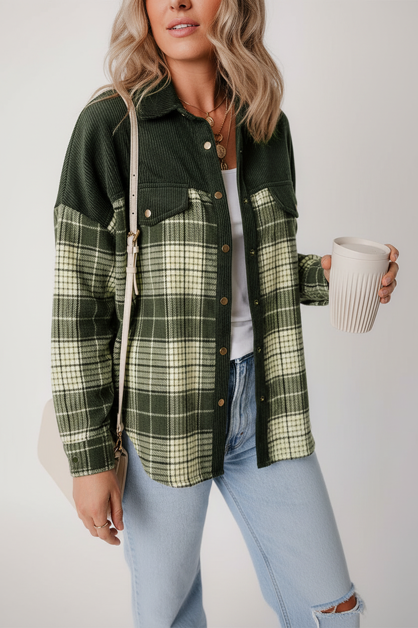 Geruite corduroy overshirt dames