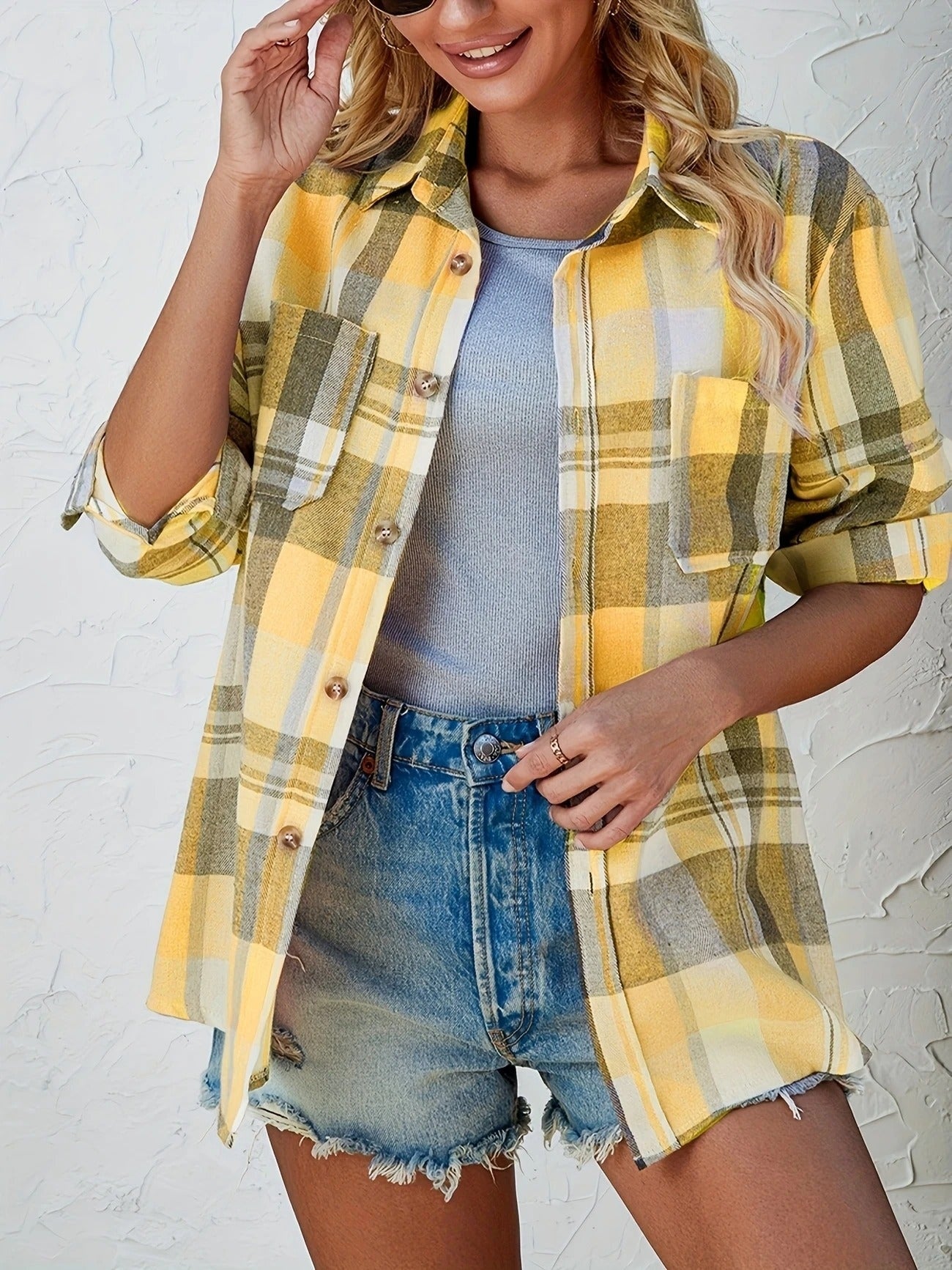 Geruite dames flannel blouse – Meadow