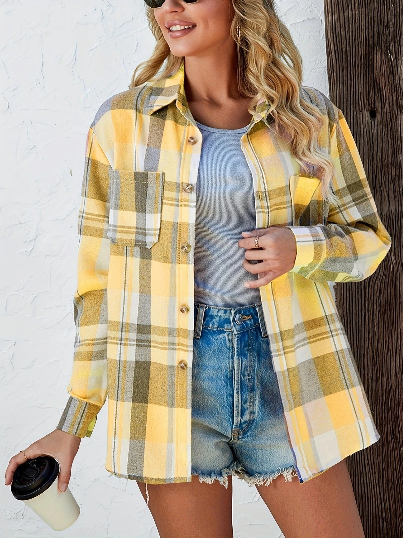 Geruite dames flannel blouse – Meadow