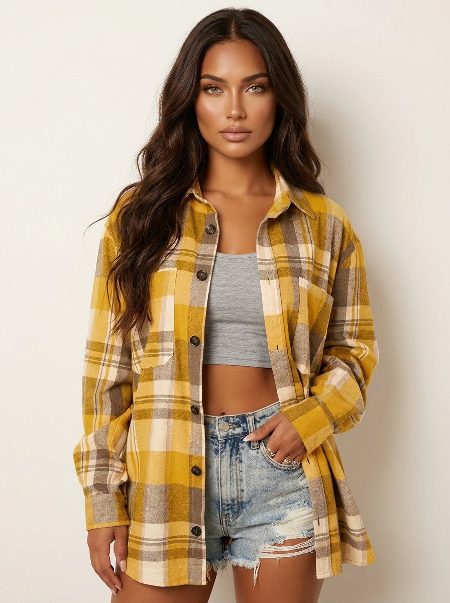 Geruite dames flannel blouse – Meadow
