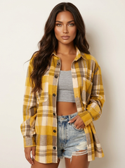 Geruite dames flannel blouse – Meadow