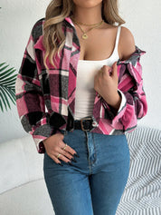 Geruite cropped jacket met borstzakken – Amara