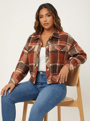 Geruite cropped jacket met borstzakken – Amara