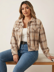 Geruite cropped jacket met borstzakken – Amara