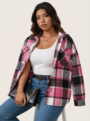 Geruite cropped jacket met borstzakken – Amara