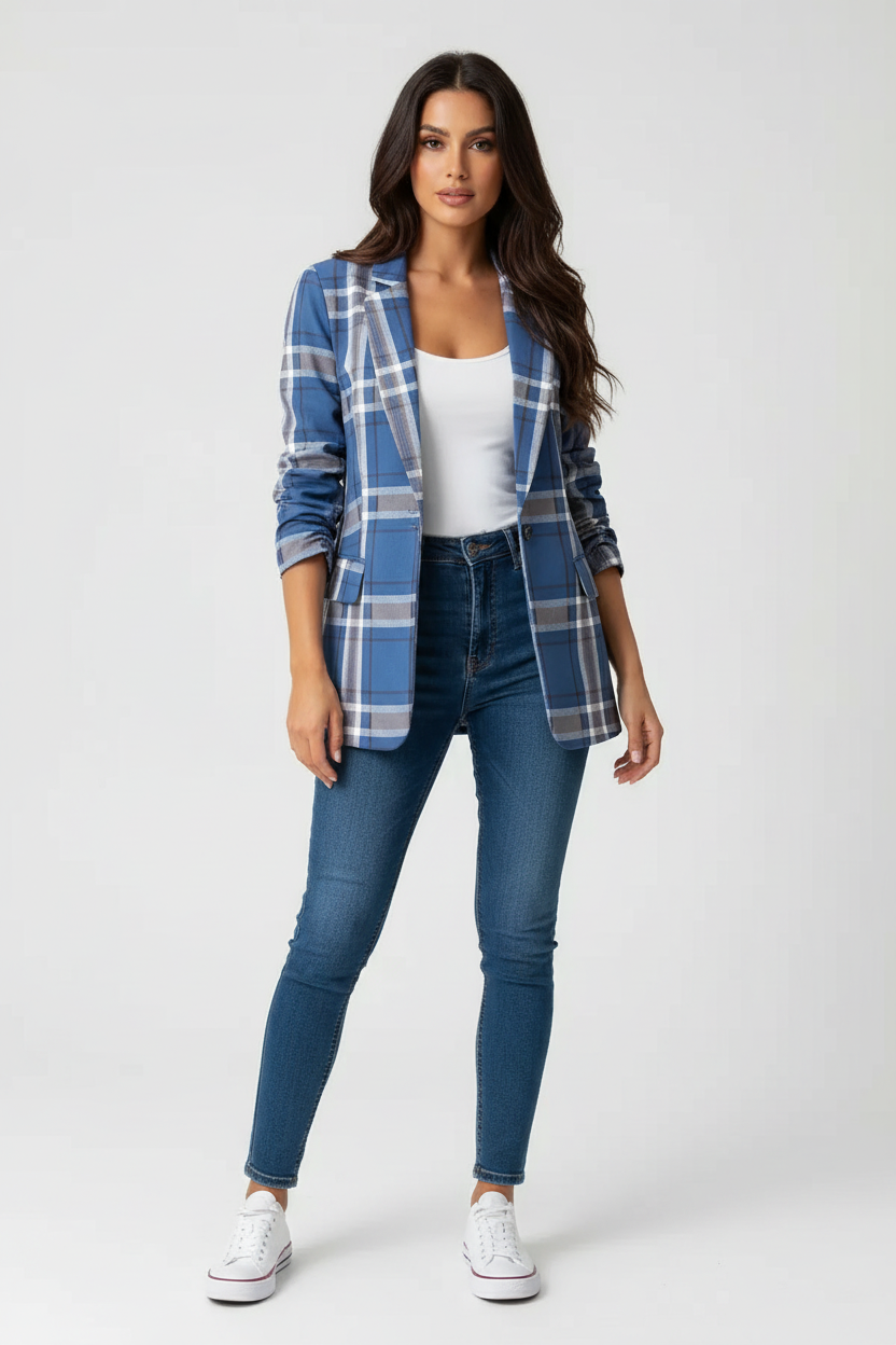 Geruite dames blazer met elegante pasvorm – Madison