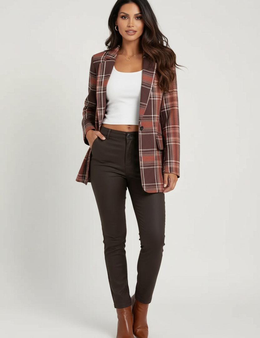 Checked women's blazer with an elegant fit – Madison