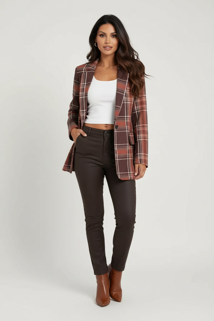 Geruite dames blazer met elegante pasvorm – Madison