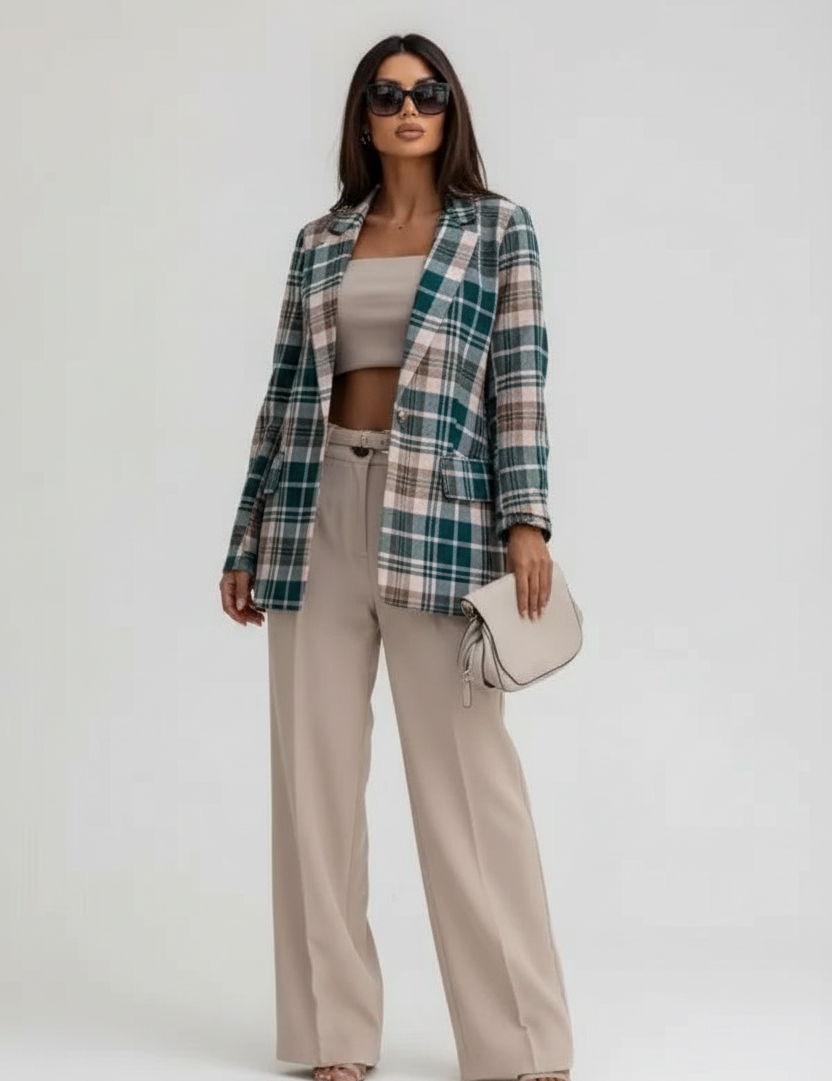 Checked women's blazer with an elegant fit – Madison
