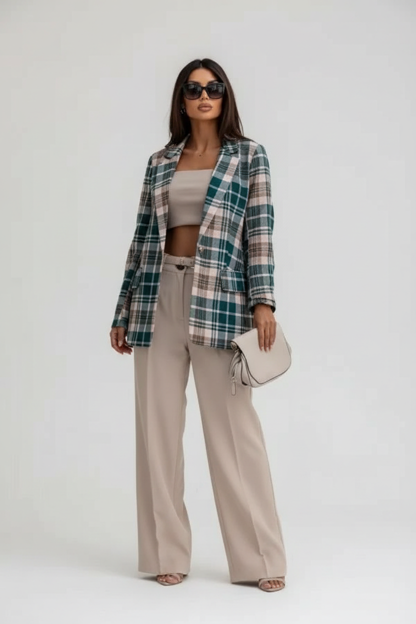 Geruite dames blazer met elegante pasvorm – Madison