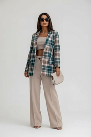 Geruite dames blazer met elegante pasvorm – Madison