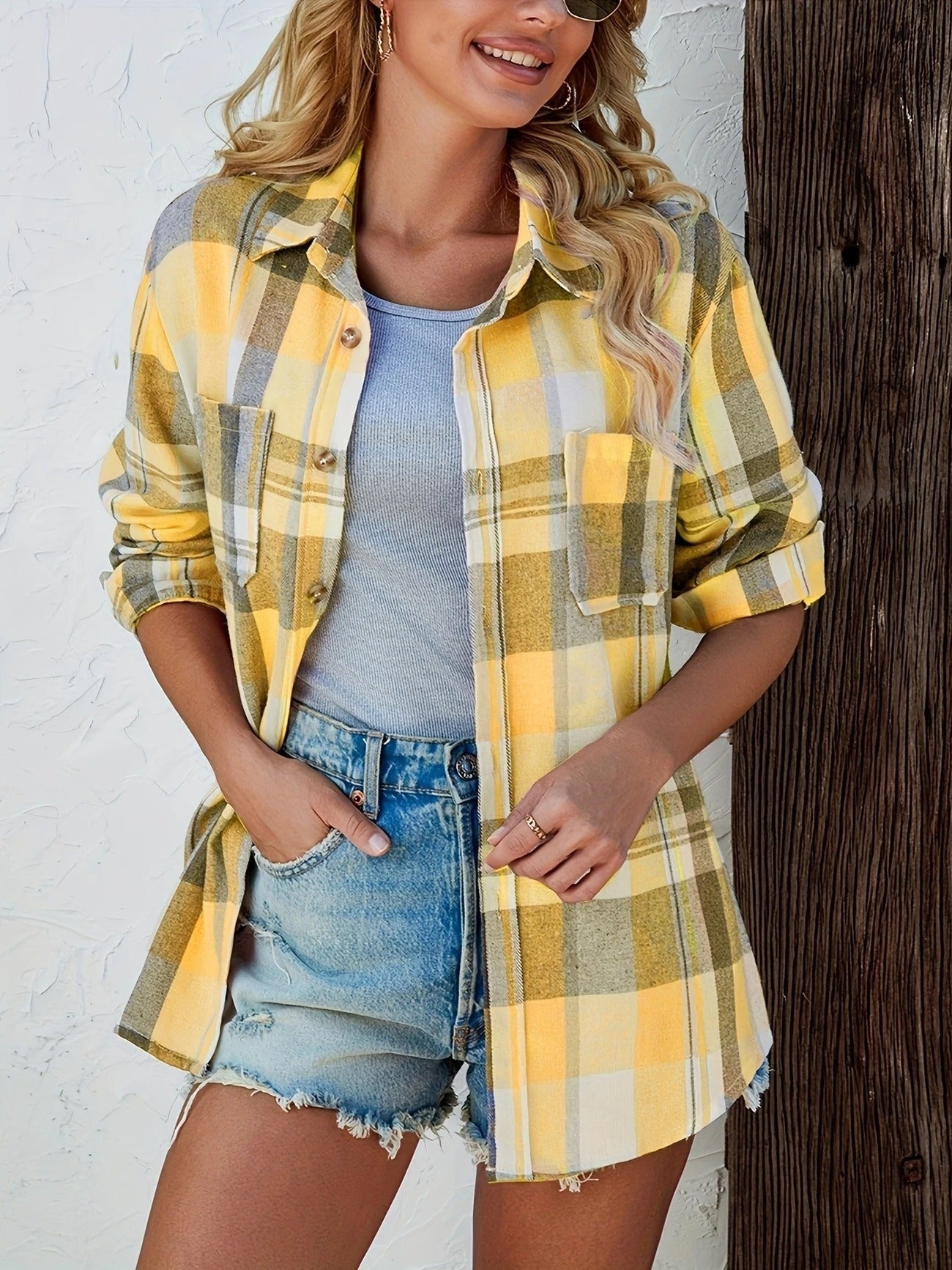 Geruite dames flannel blouse – Meadow