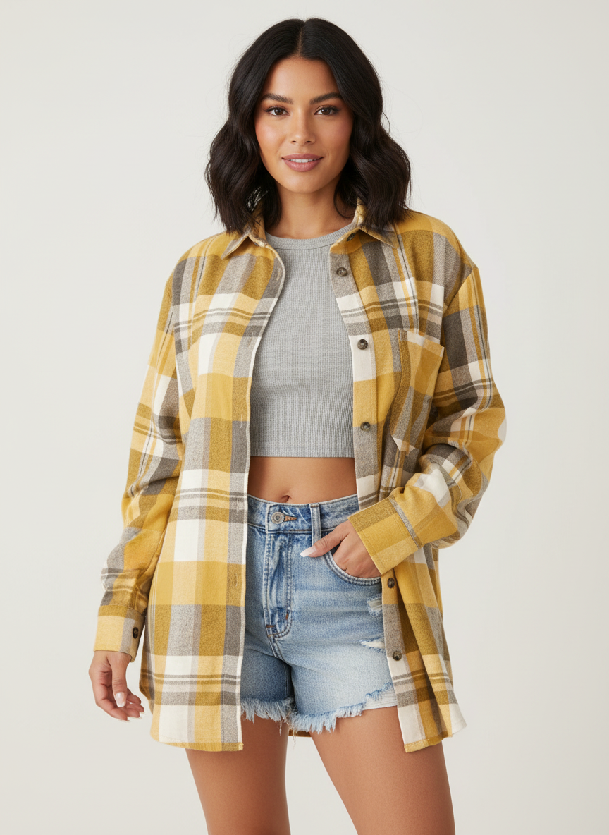 Geruite dames flannel blouse – Meadow