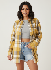Geruite dames flannel blouse – Meadow