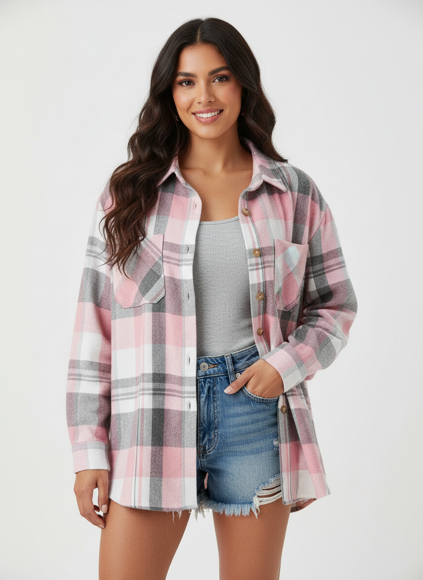 Geruite dames flannel blouse – Meadow