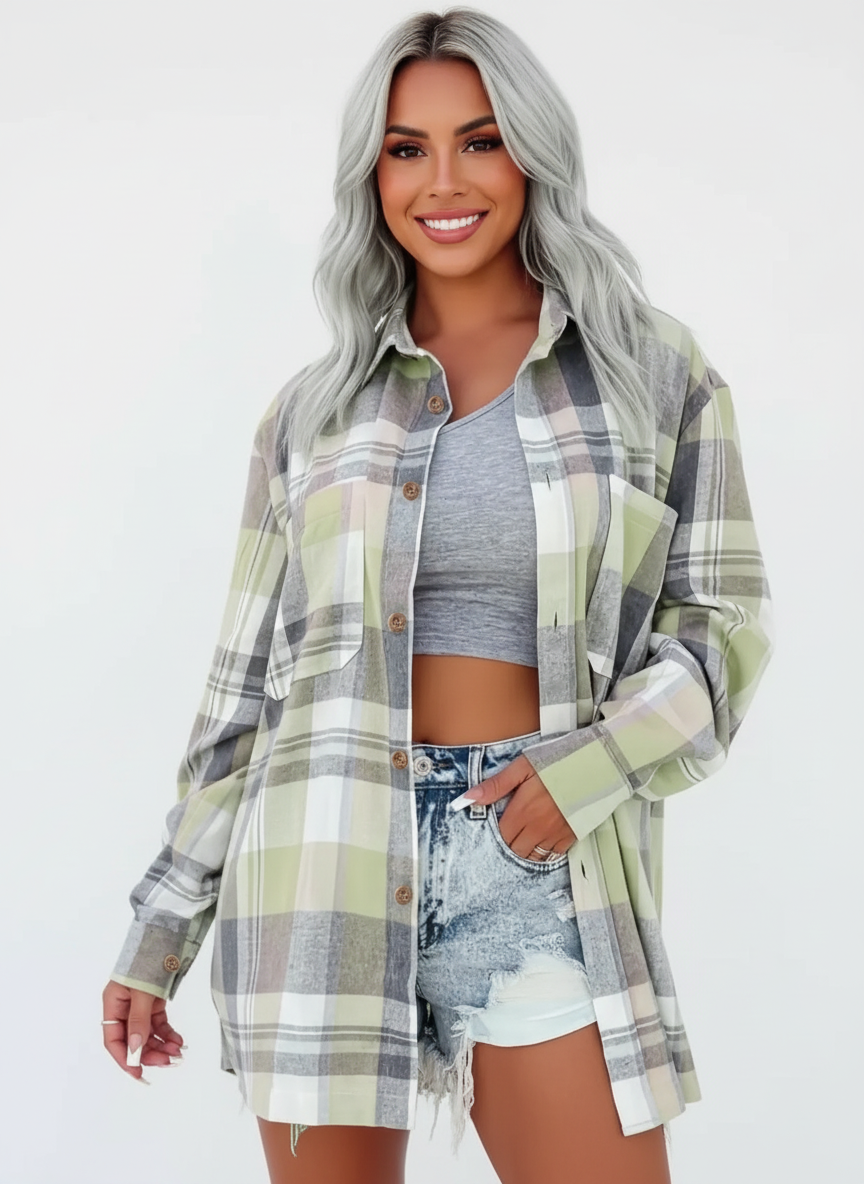 Geruite dames flannel blouse – Meadow