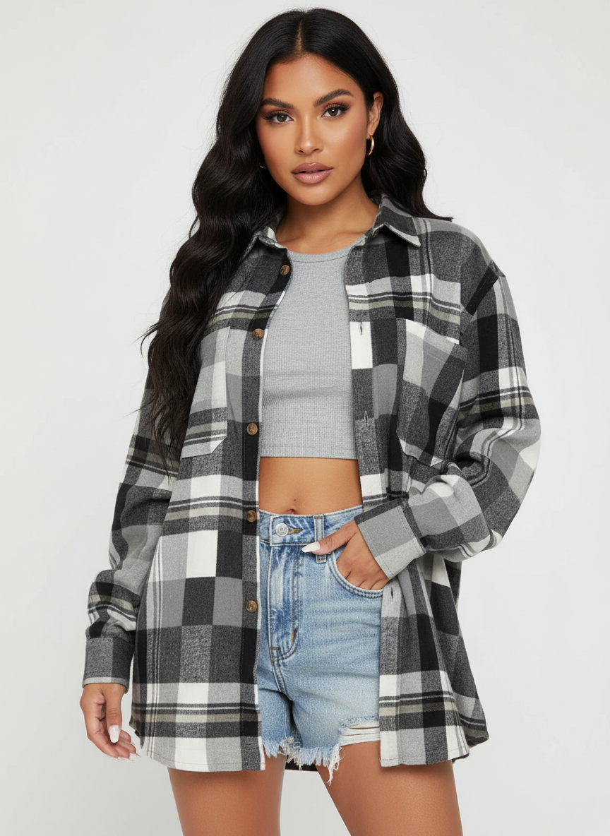 Geruite dames flannel blouse – Meadow