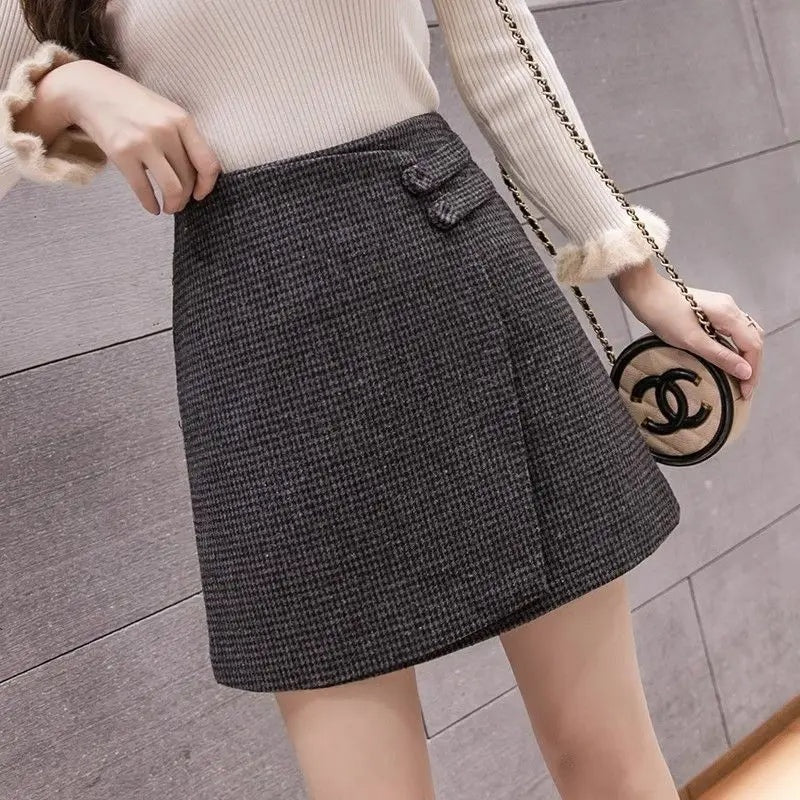 Geruite dames skort met overslag – Kensington