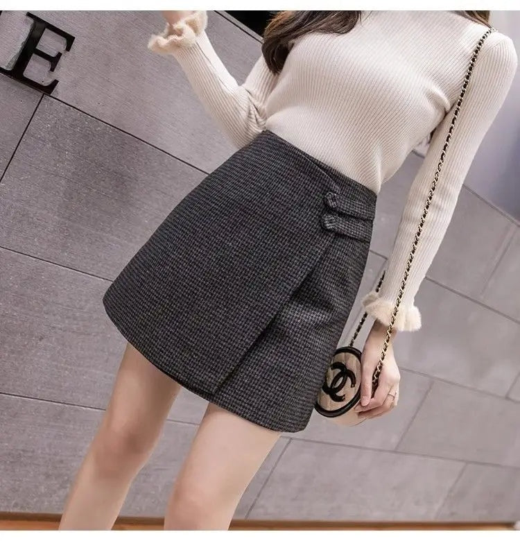 Geruite dames skort met overslag – Kensington