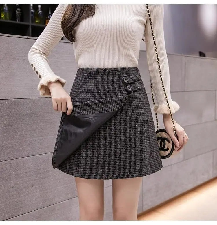 Geruite dames skort met overslag – Kensington
