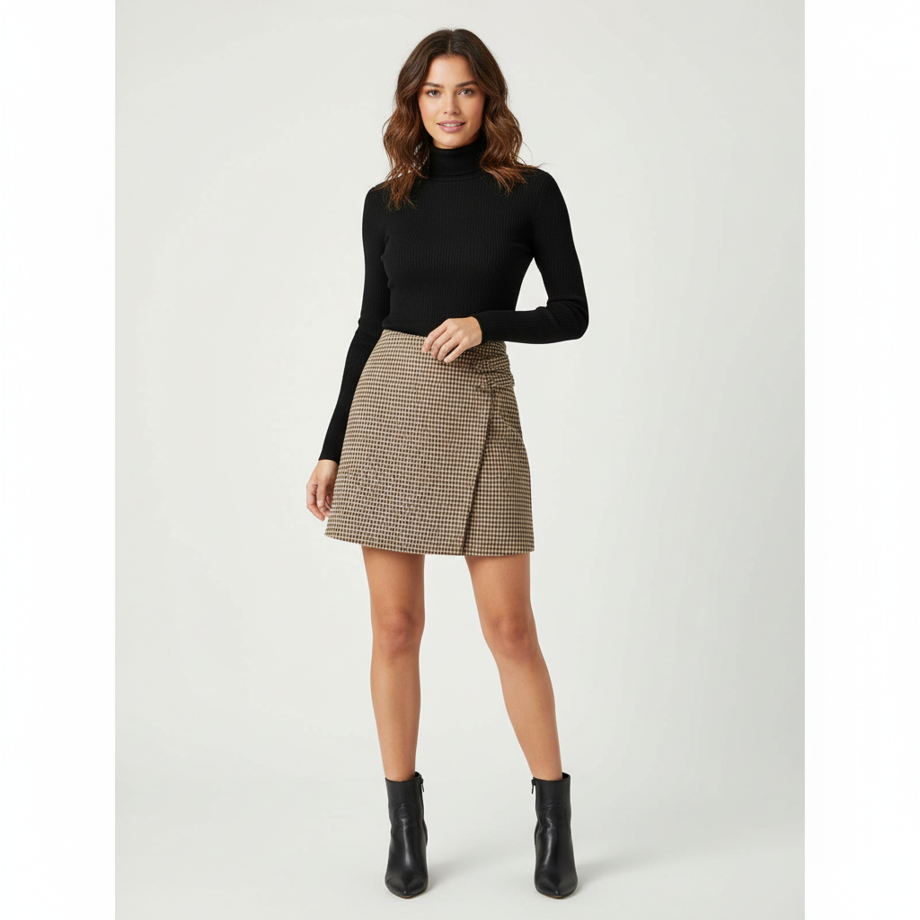 Geruite dames skort met overslag – Kensington